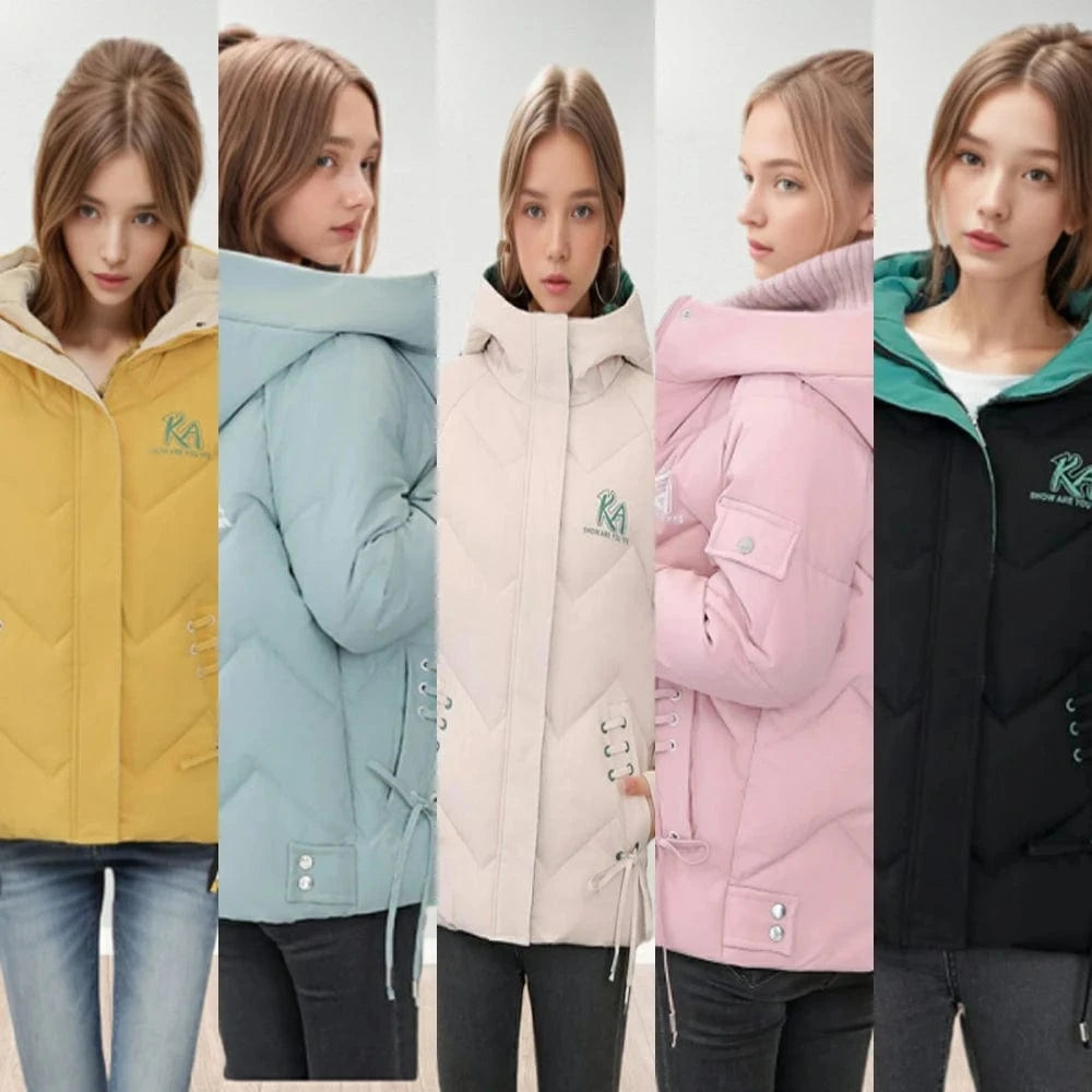 D1201TA38 Down Cotton Thick Jacket Fashion Cotton Solid Color  Long Sleeve Zipper Jacket Coat Women Coat Sehe Fashion