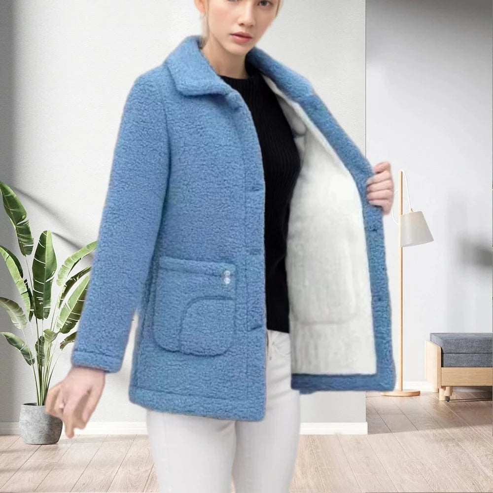 D1201TA41  Cotton Thick Jacket Fashion Cotton Solid Color Long Sleeve Jacket Coat Women Coat Sehe Fashion