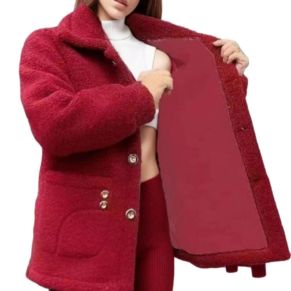 D1201TA41  Cotton Thick Jacket Fashion Cotton Solid Color Long Sleeve Jacket Coat Women Coat Sehe Fashion
