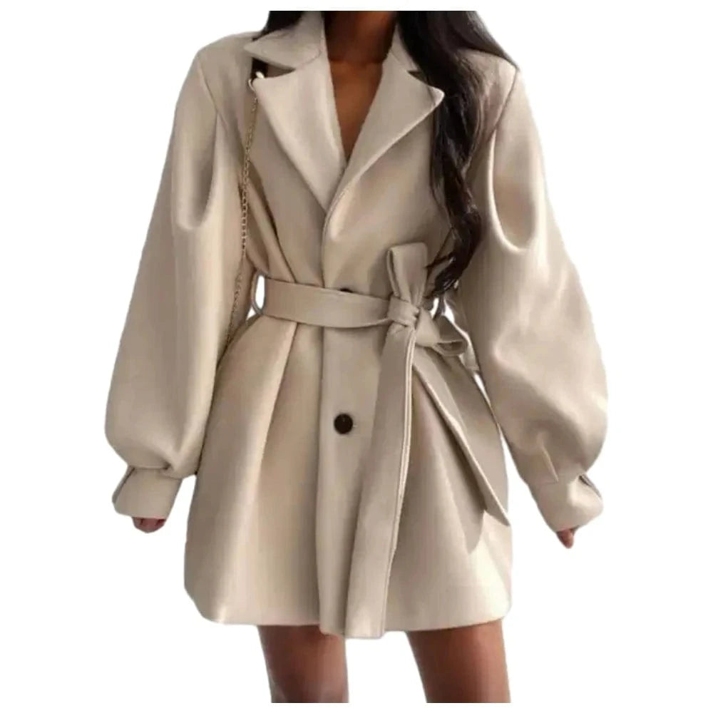 D1201TA42  Jacket Fashion Cotton Solid Color Long Sleeve Bandage Jacket Coat Women Coat Sehe Fashion
