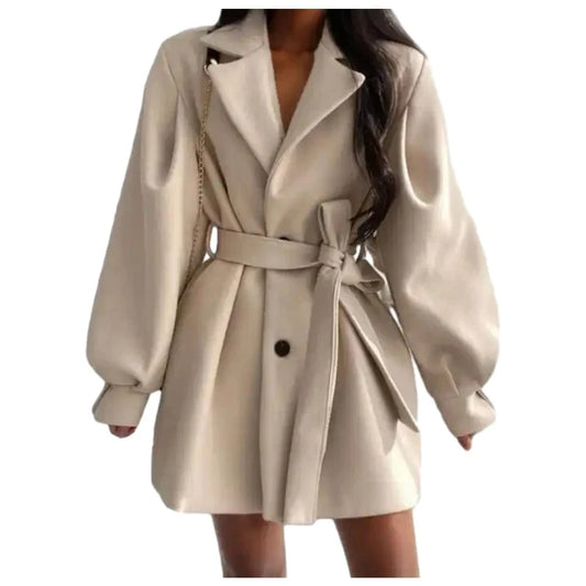 D1201TA42  Jacket Fashion Cotton Solid Color Long Sleeve Bandage Jacket Coat Women Coat Sehe Fashion