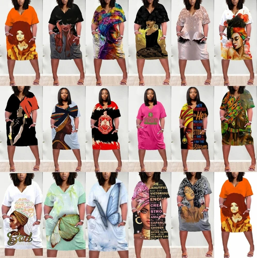 D1202ME05 Wholesale Hot Style Plus Size Midi Elegant Casual Print Women Dresses Sehe Fashion