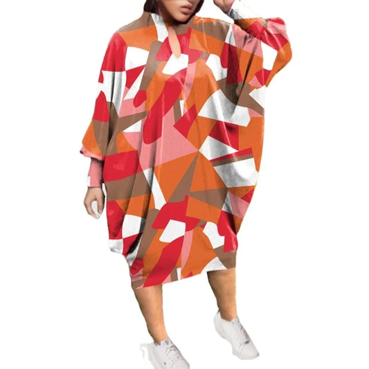 D1202ME15 2023 New Design Digital Printing Avatar Commuter Midi Hollow Out Long Sleeve Dress Sehe Fashion