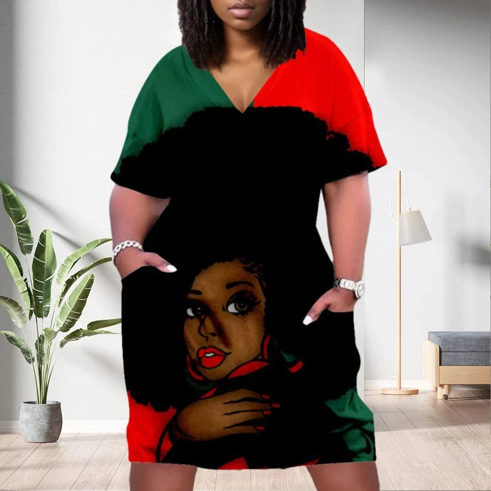 D1202ME16 2023 New Design Digital Printing Avatar Commuter Midi V Neck Long Sleeved Dress Sehe Fashion