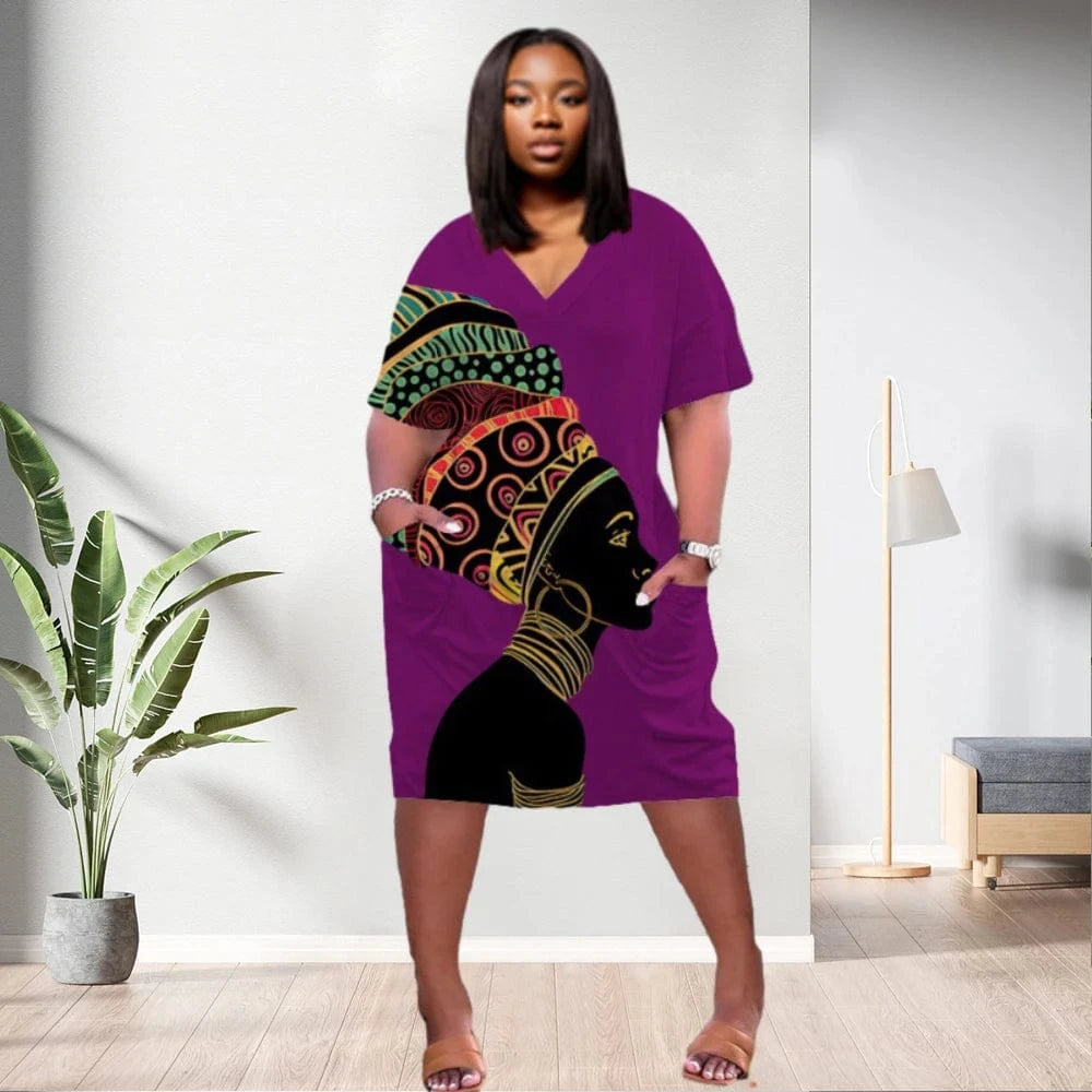D1202ME16 2023 New Design Digital Printing Avatar Commuter Midi V Neck Long Sleeved Dress Sehe Fashion