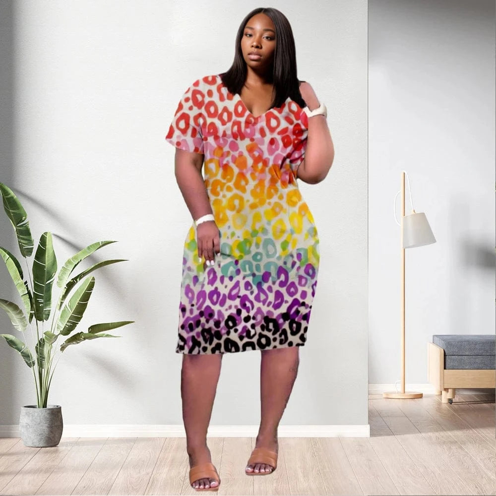 D1202ME17 2023 New Design Digital Printing Avatar Commuter Midi V Neck Long Sleeved Dress Sehe Fashion
