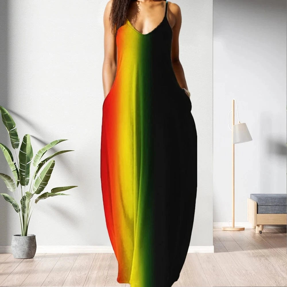 D1202ME21 2023 New Design Digital Printing Fashion Midi Sling Dress Sehe Fashion