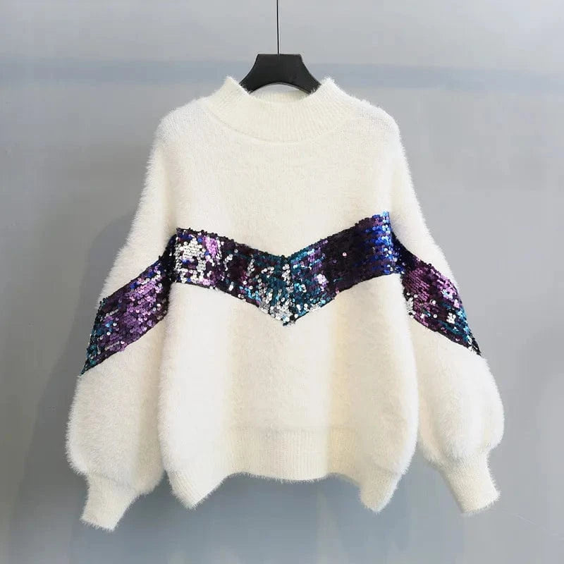 D1202ST23 Wholesale Ready To Ship Furry Long Sleeve Knitted Women Sweater Sehe Fashion