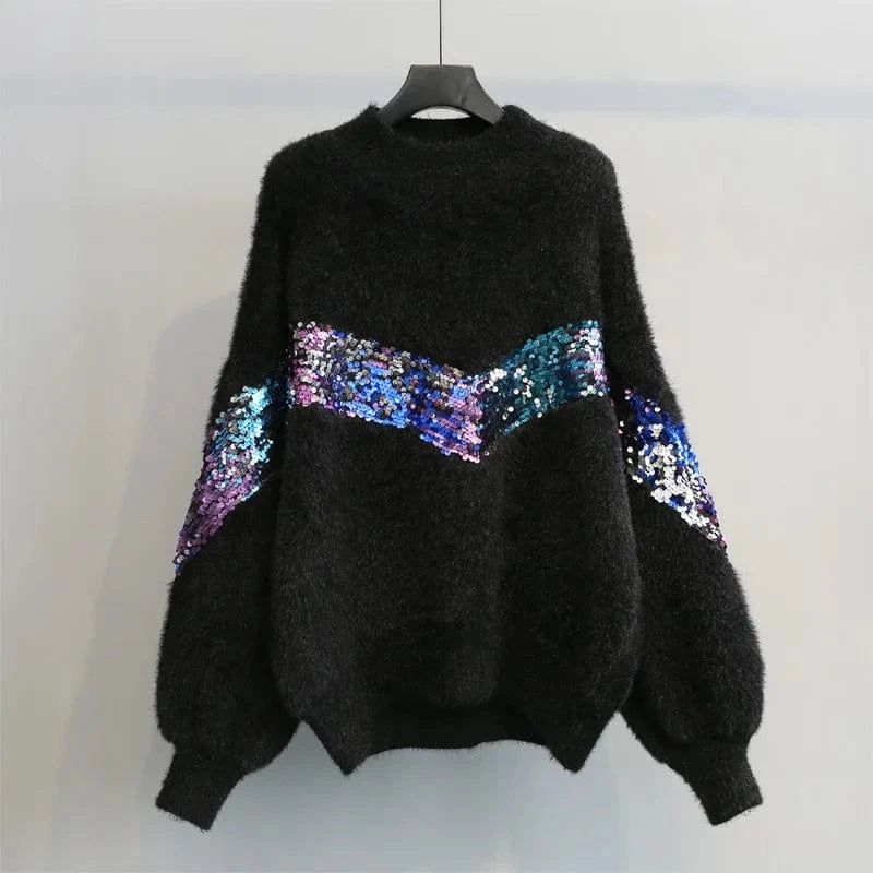 D1202ST23 Wholesale Ready To Ship Furry Long Sleeve Knitted Women Sweater Sehe Fashion
