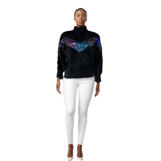 D1202ST23 Wholesale Ready To Ship Furry Long Sleeve Knitted Women Sweater Sehe Fashion