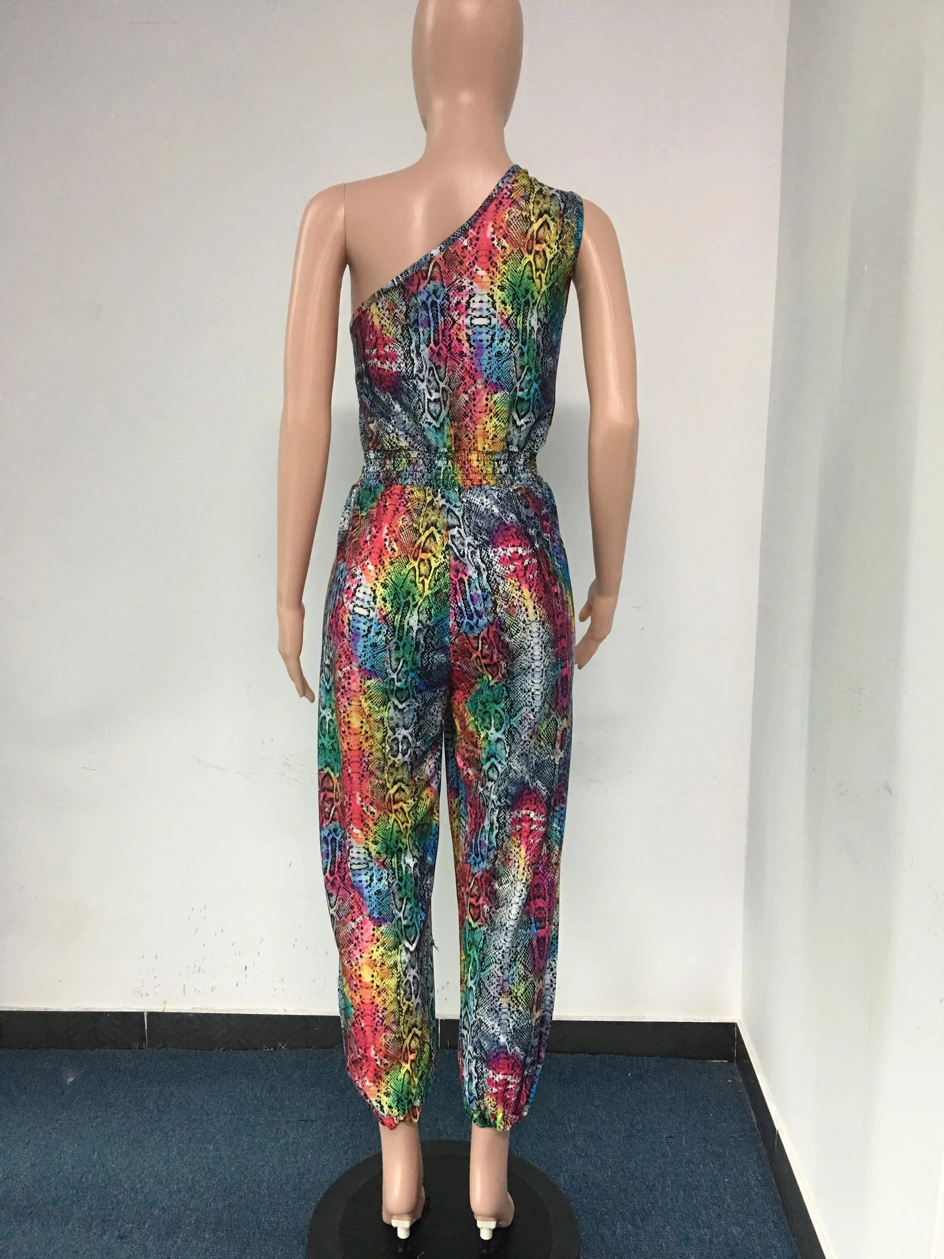 D1202ST28 Wholesale Leopard Print One Shoulder Sexy One Piece Women Jumpsuit Sehe Fashion