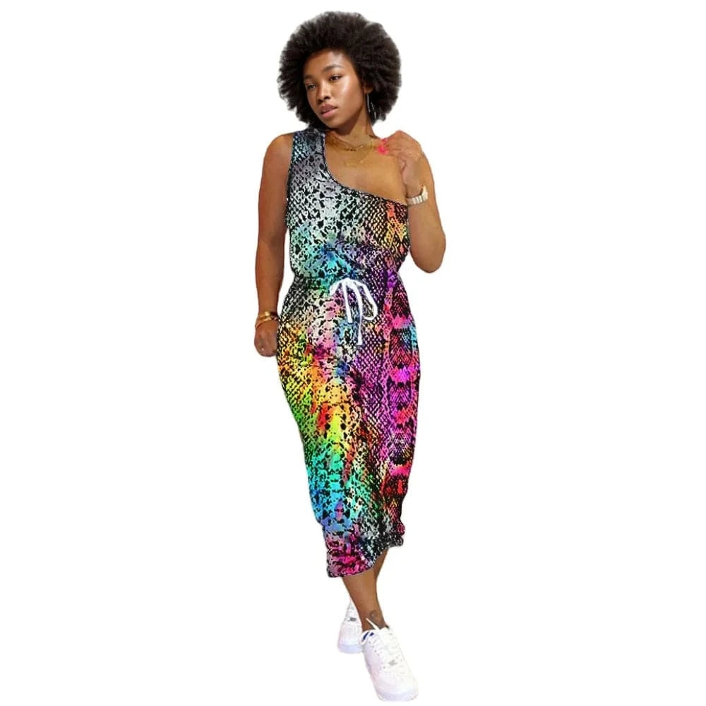 D1202ST28 Wholesale Leopard Print One Shoulder Sexy One Piece Women Jumpsuit Sehe Fashion