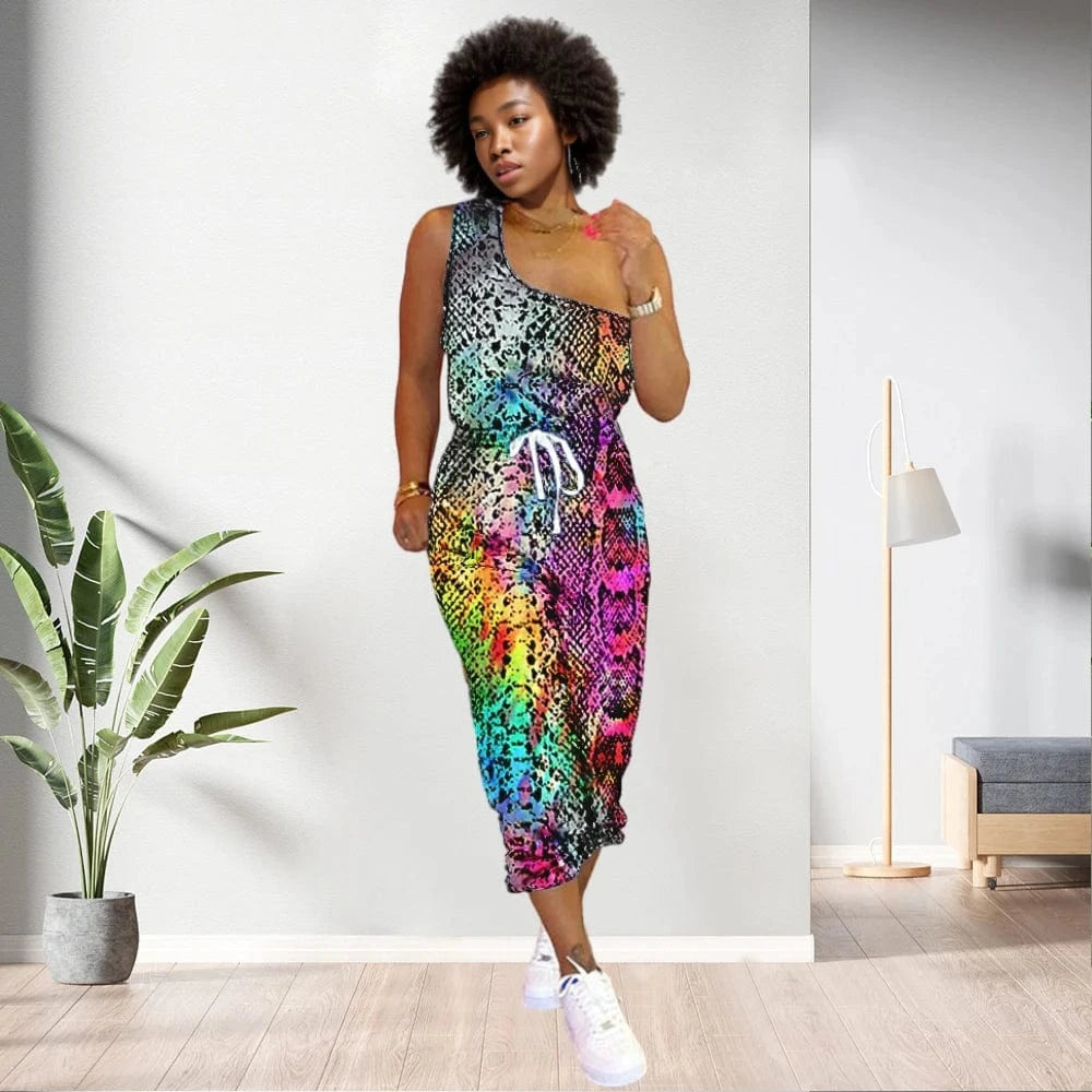 D1202ST28 Wholesale Leopard Print One Shoulder Sexy One Piece Women Jumpsuit Sehe Fashion