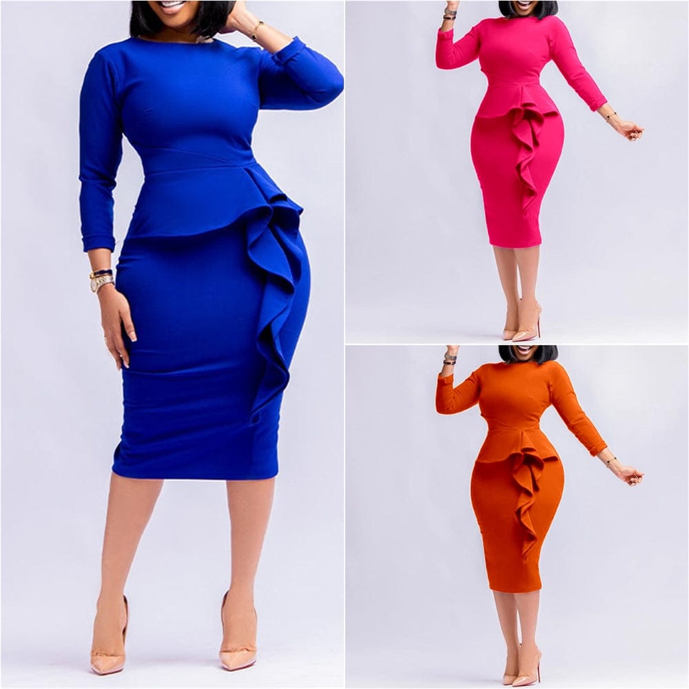 D319 New Arrivals Fashion Fall Dresses For Women Elegant Ladies Office Dresses Women Formal Work African Commuter Pencil Dress