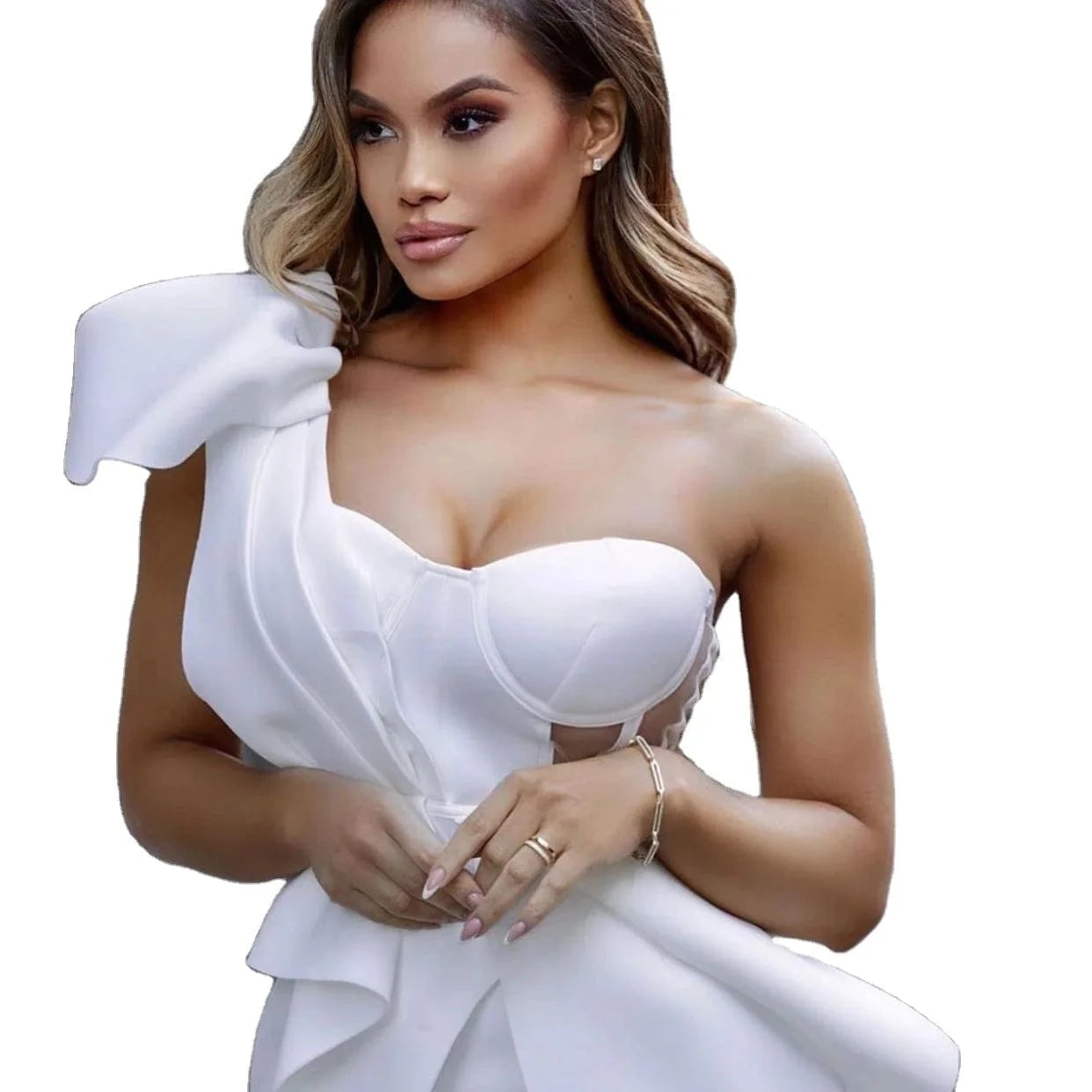 D8118 In fashion Ladies elegant evening dress sexy one shoulder Bandage dress