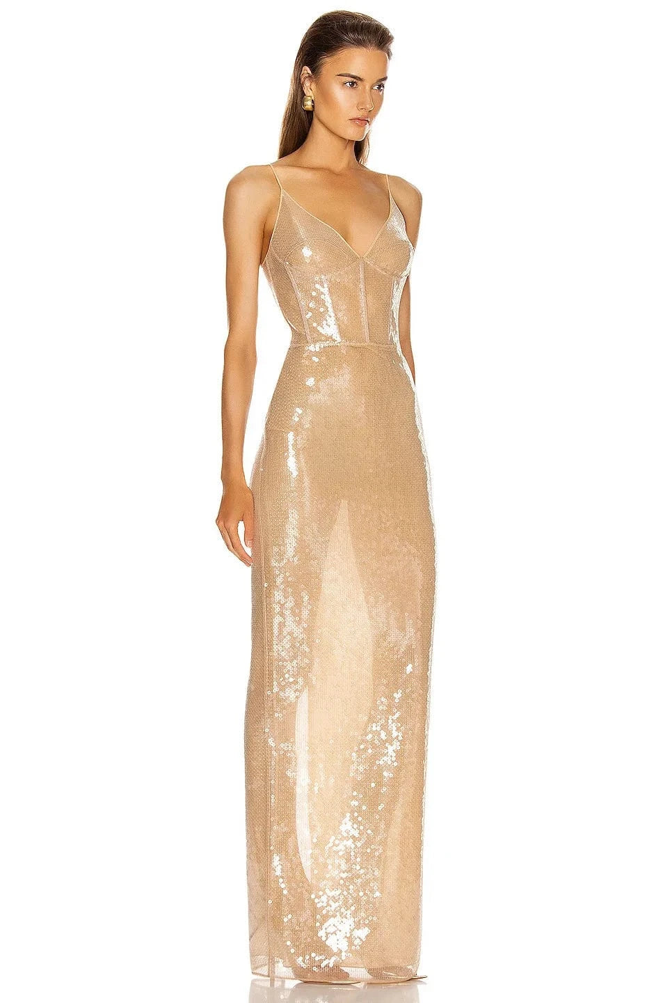 D8131Sexy Full Body sequin v neckline elastic dress fashion evening dress Hot sale