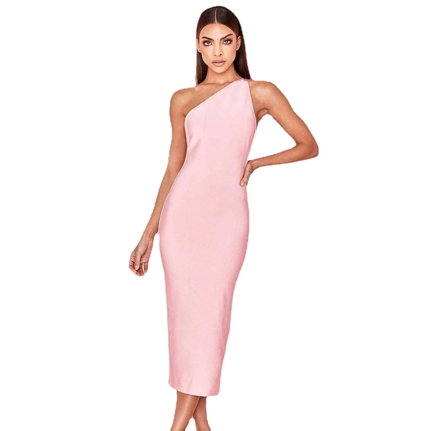 D8654 Hot Sale 4 Colors Sexy one-shoulder sling backless tight bodycon bandage dress for women
