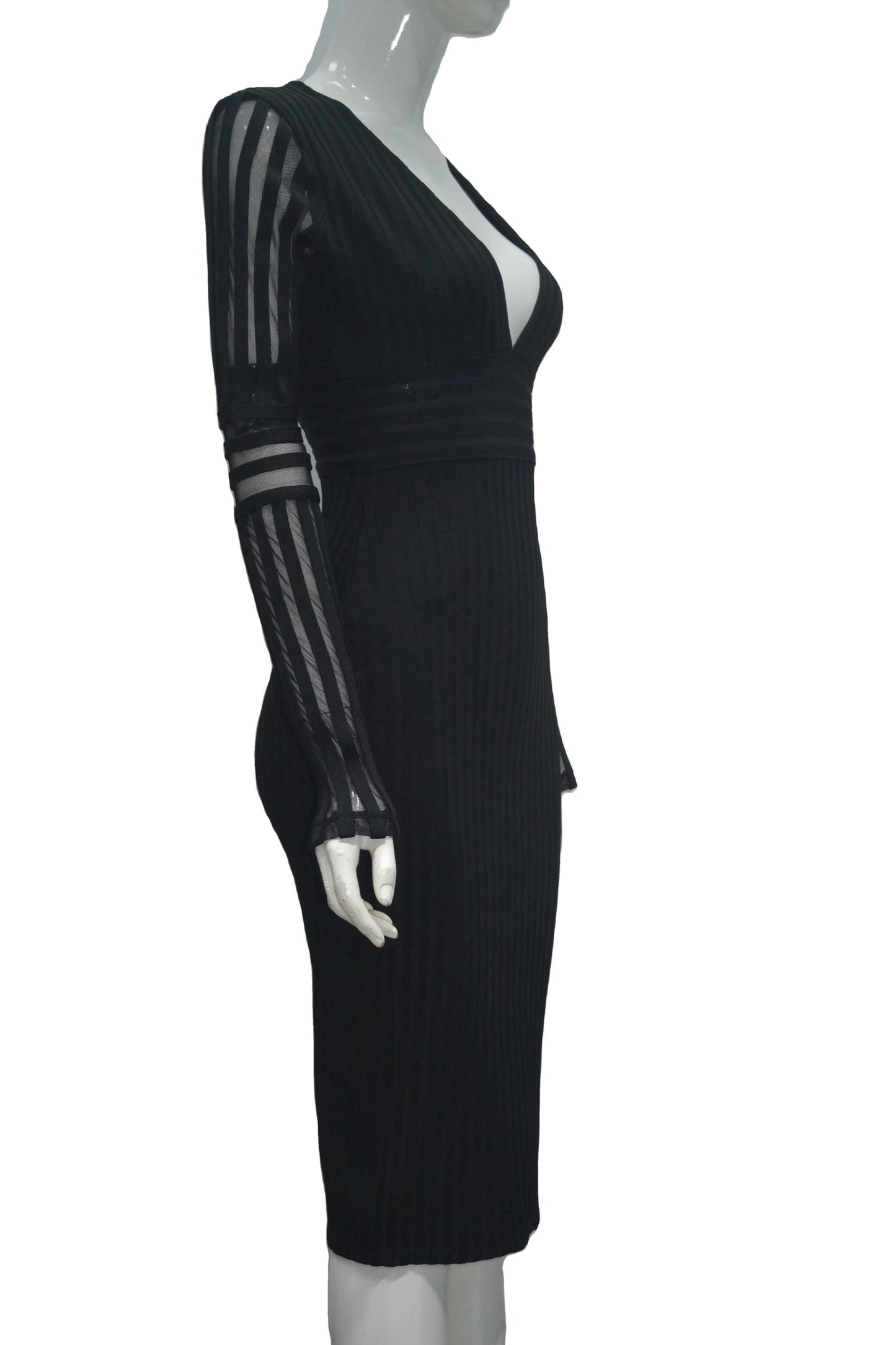 D8672 Ladies Stylish sexy v-neck long sleeve tight bandage dress white evening dress