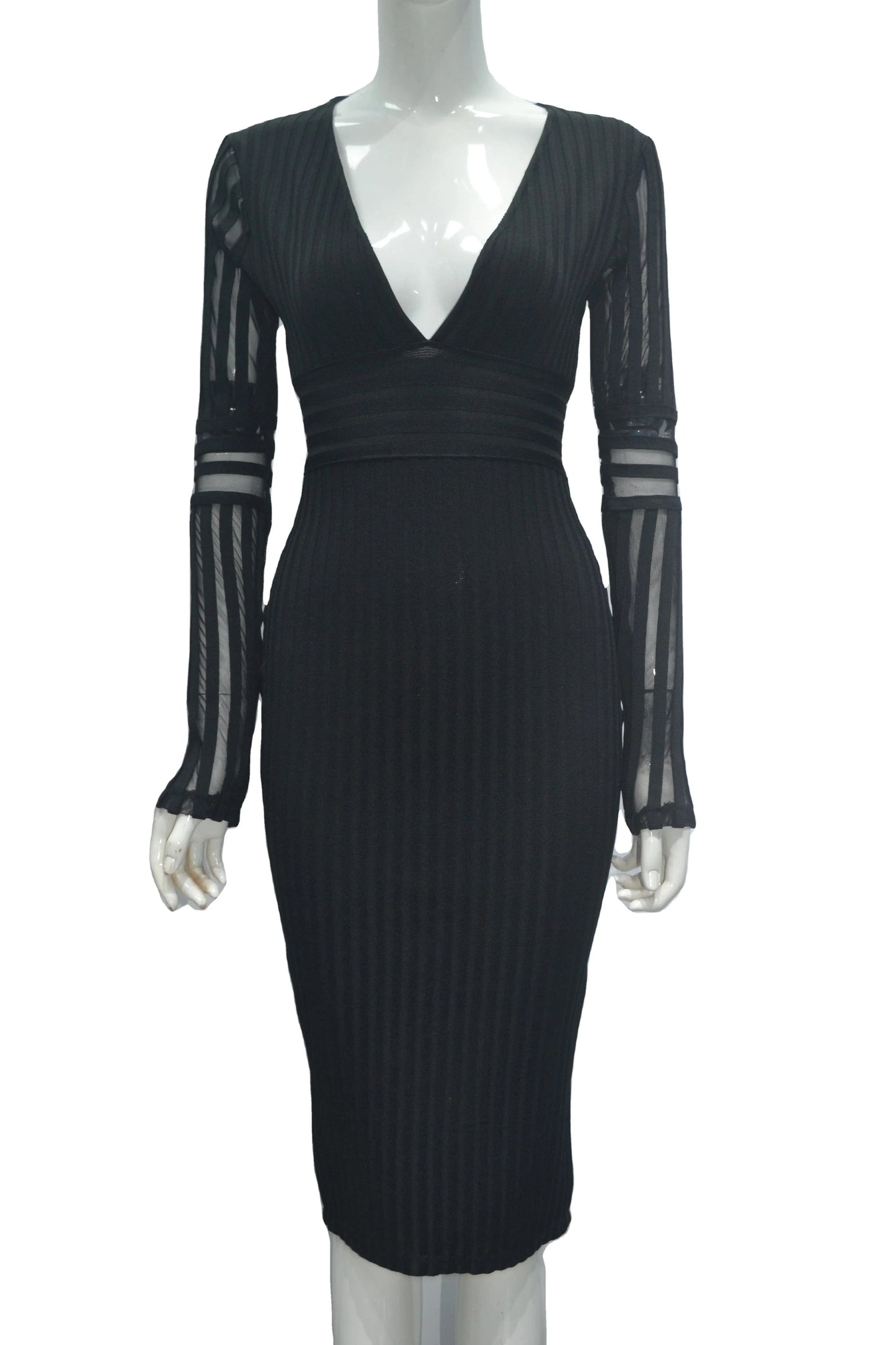 D8672 Ladies Stylish sexy v-neck long sleeve tight bandage dress white evening dress