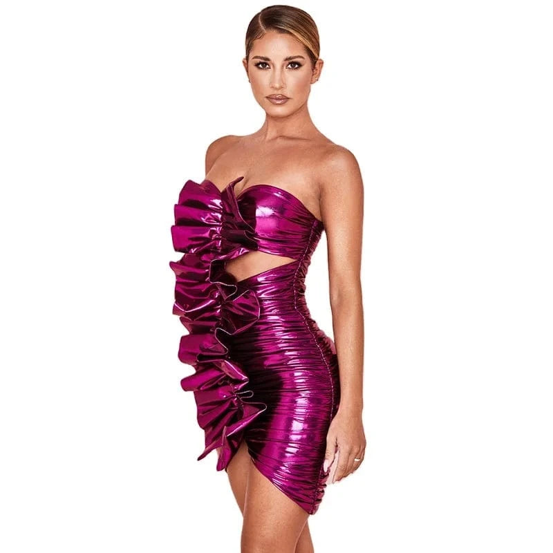 D8727  Acrylic Material Bright Color Evening Dresses cocktail party ladies Strapless