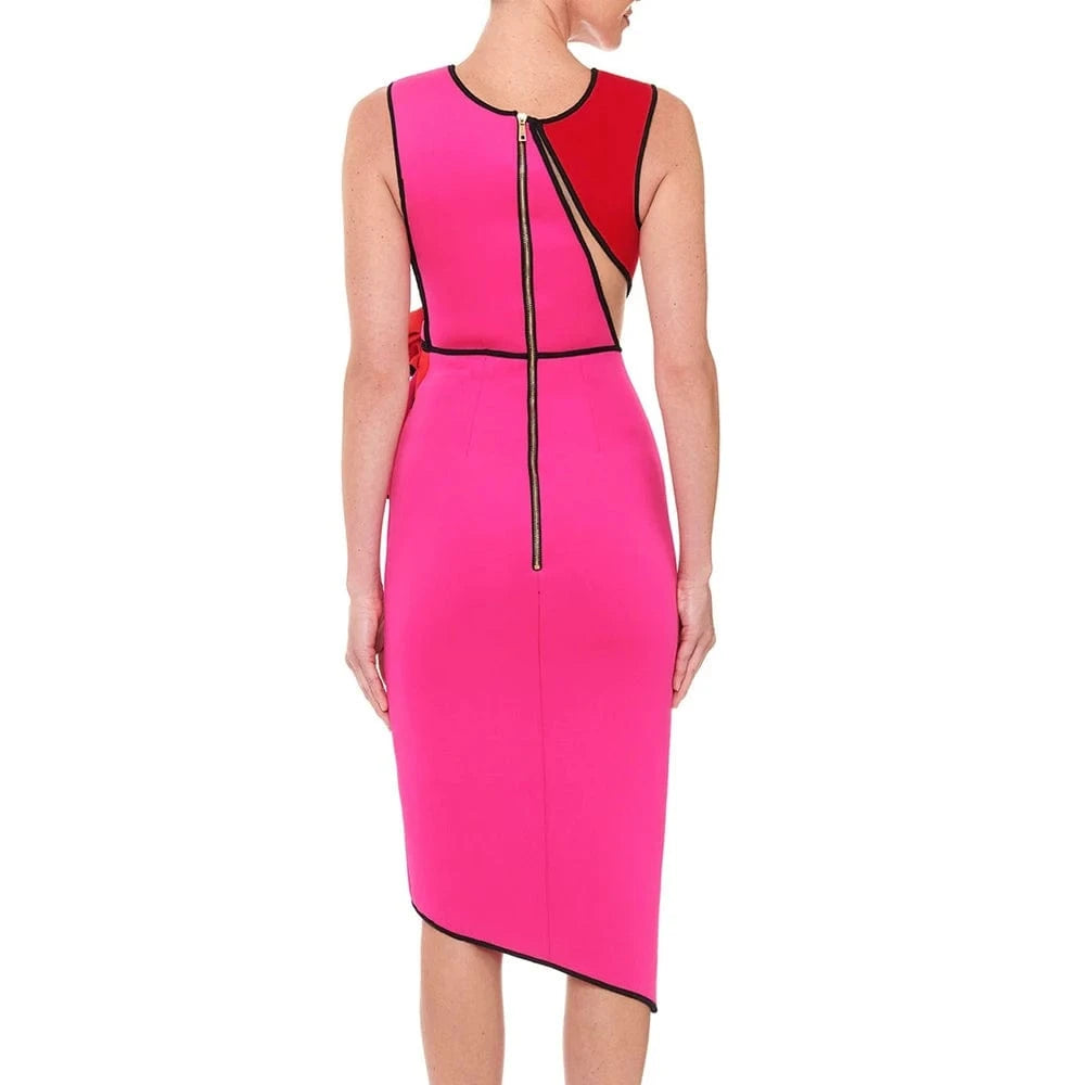 D8794Ladies sleeveless mesh stitching irregular sexy  bandage dress evening dress