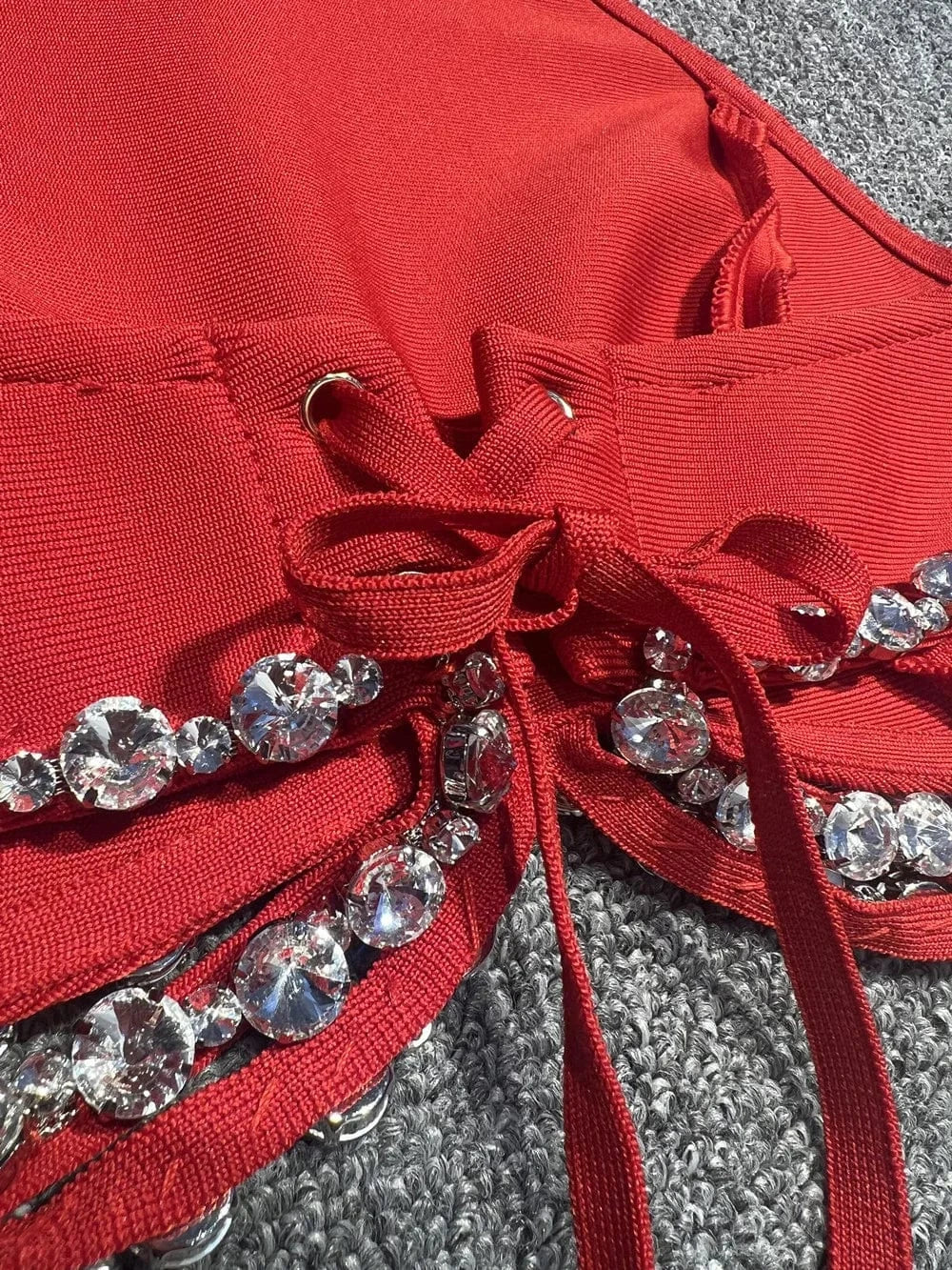 D8883 Fashion Halter Neck Diamond Bodycon Bandage Evening Party Two Pieces Set