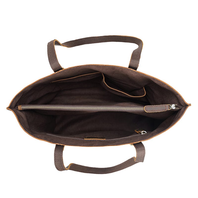 Dark Brown OEM Custom Logo Vintage Style Women Real Leather Shoulder Bag Lady Genuine Leather Handbag Tote Bag