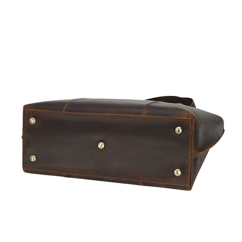 Dark Brown OEM Custom Logo Vintage Style Women Real Leather Shoulder Bag Lady Genuine Leather Handbag Tote Bag