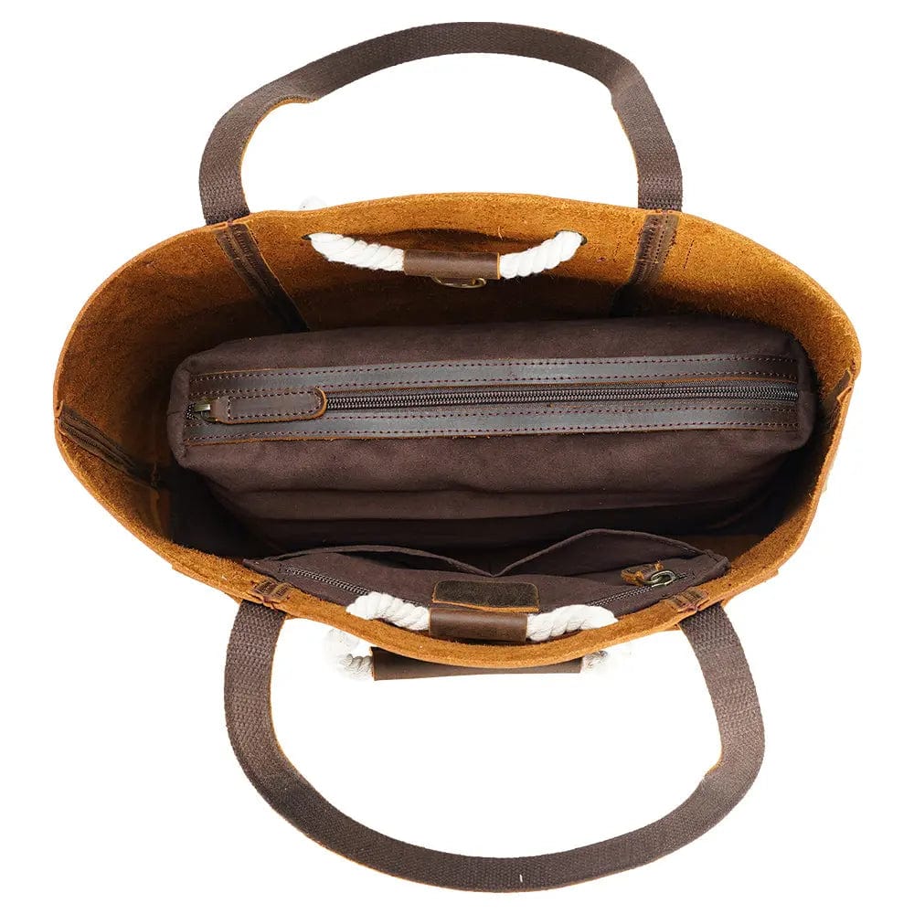 Dark Brown TIDING Women Vintage Style Real Leather Shoulder Bag Lady Genuine Leather Handbag Tote Bag