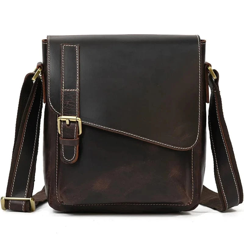 Dark brown Vintage Leather Shoulder Bag Crossbody Handbag for Men and Women Messenger Bags
