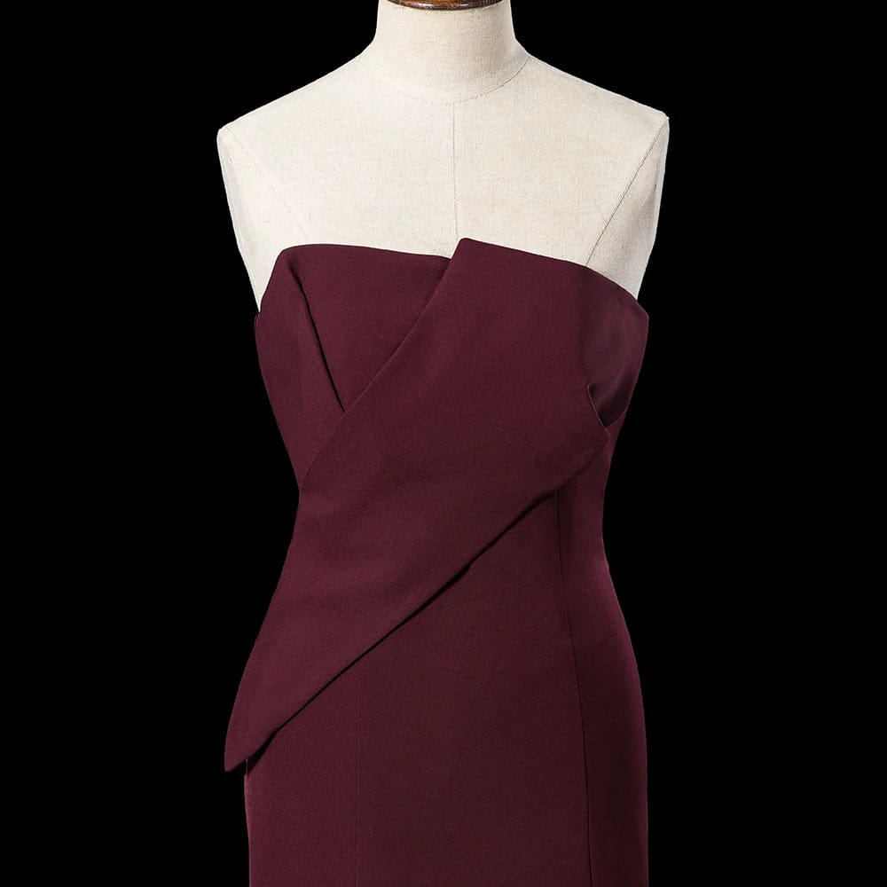Dark Wine Red Evening Dresses Ribbon Off Shoulder Stretchy Satin Mermaid Prom Dress Lsdz90