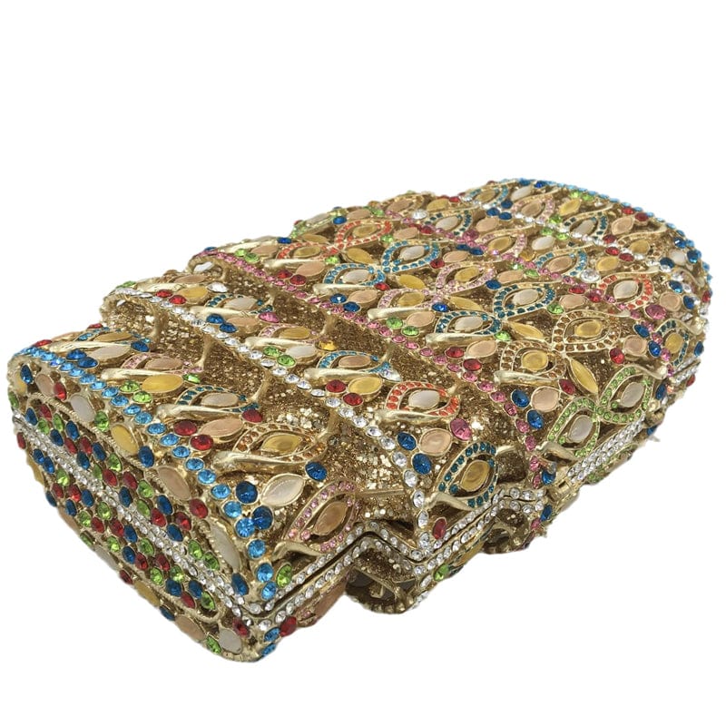 Dazzling Bling Crystal Women Evening Bags Hollow Out Stones Beaded Wedding Clutch Bridal Diamond Minaudiere Dress Purse