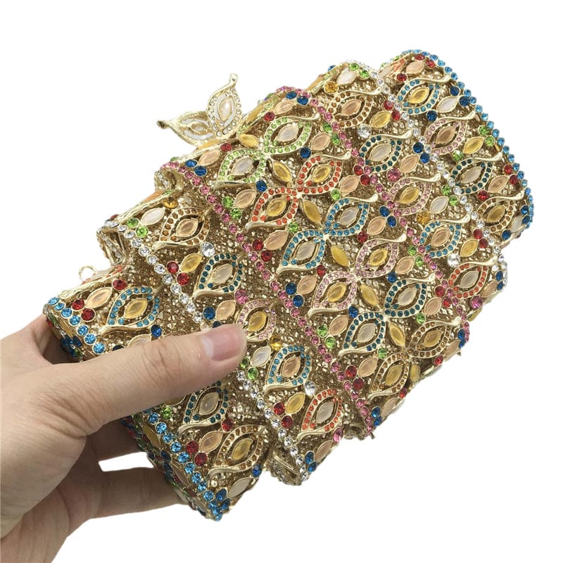 Dazzling Bling Crystal Women Evening Bags Hollow Out Stones Beaded Wedding Clutch Bridal Diamond Minaudiere Dress Purse
