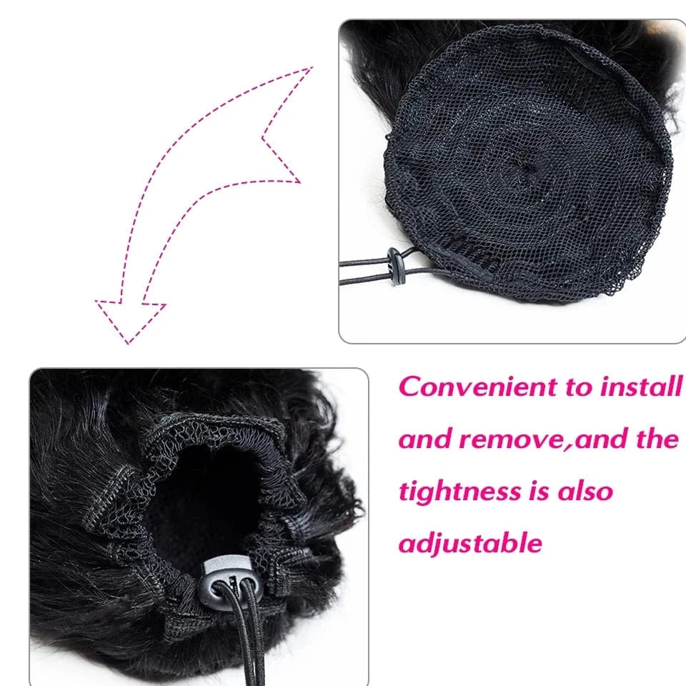 Deep Wave Drawstring Ponytail Brazilian Human Hair  Clip In Hair Extensions Human Hair Ponytail For Black Women