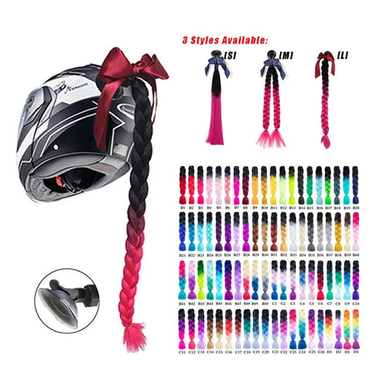 default 2022 New Motorcycle Helmet Braids Woman Braids Wig For Motorbike Helmets 17 Colors Twist Dual Pigtail Ponytail With Sucker Bow