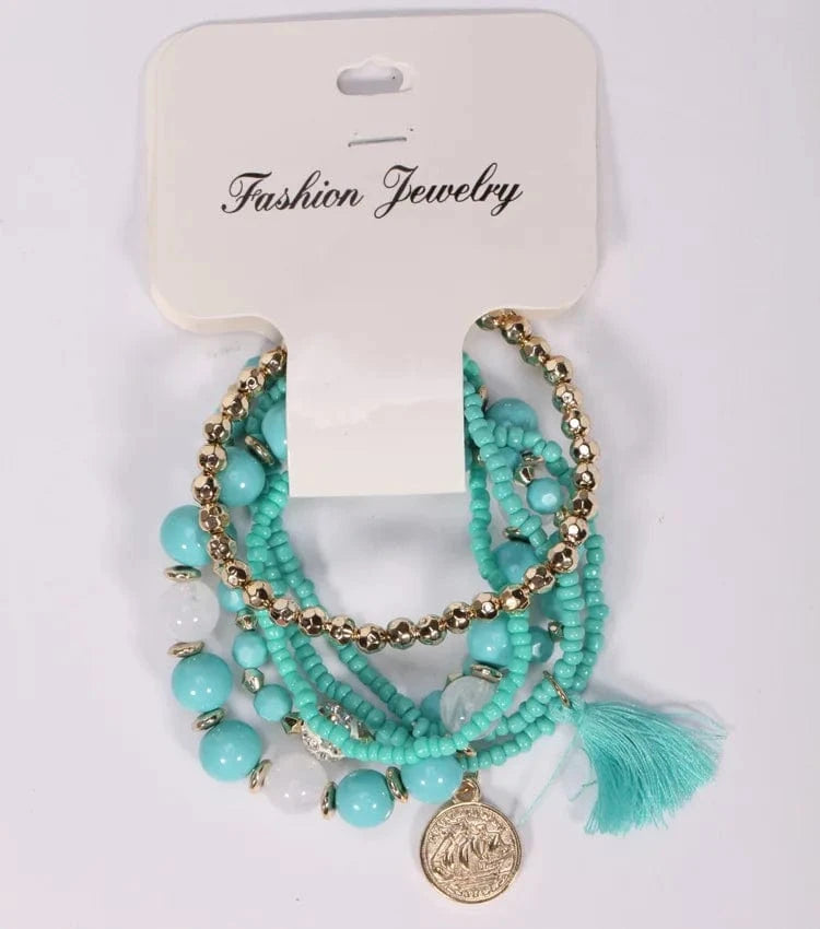 default Boho Jewelry Multilayer Stretch Beaded Bracelet for Women