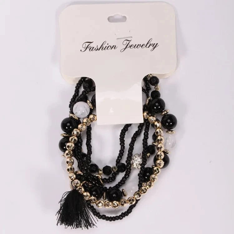 default Boho Jewelry Multilayer Stretch Beaded Bracelet for Women
