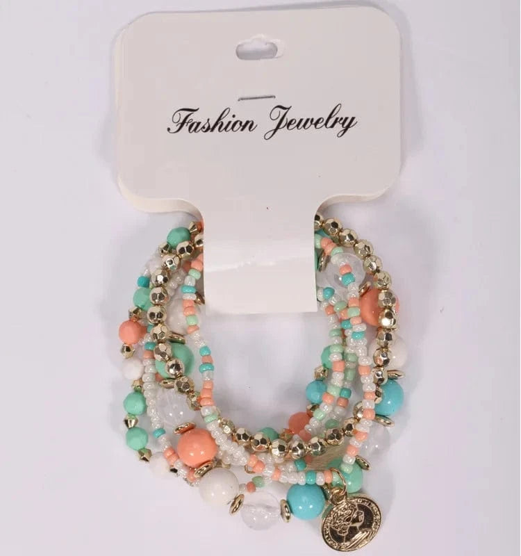 default Boho Jewelry Multilayer Stretch Beaded Bracelet for Women