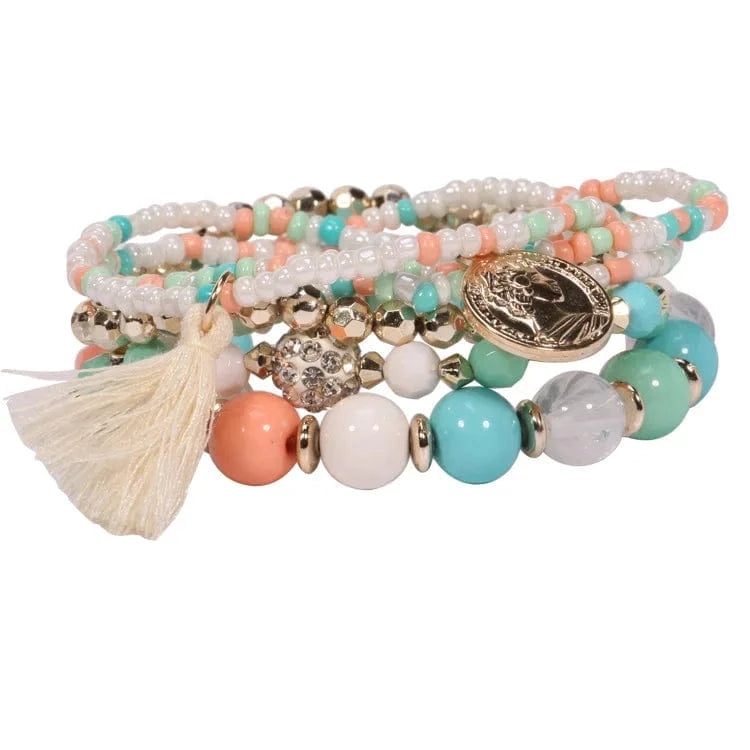 default Boho Jewelry Multilayer Stretch Beaded Bracelet for Women