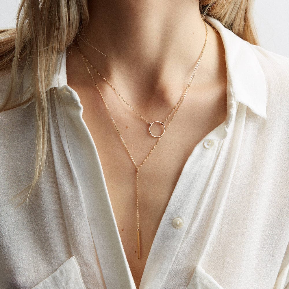 Delicate Layered Necklace Set Disc Set of 3 Necklaces Simple Gold  Stainless Steel Jewelry Set