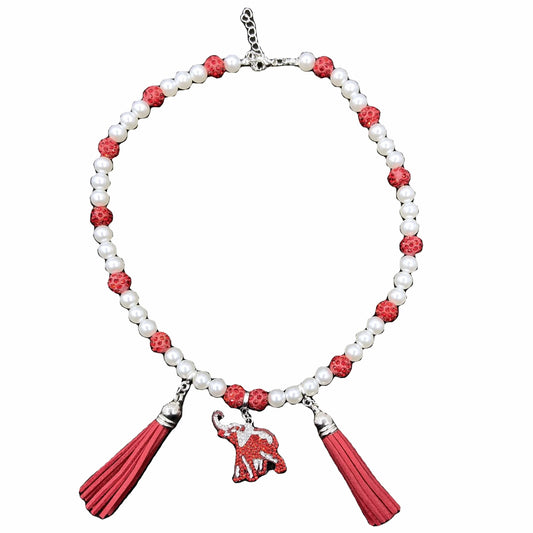 Delta DST Elephant Charm Tassel Necklace Jewelry