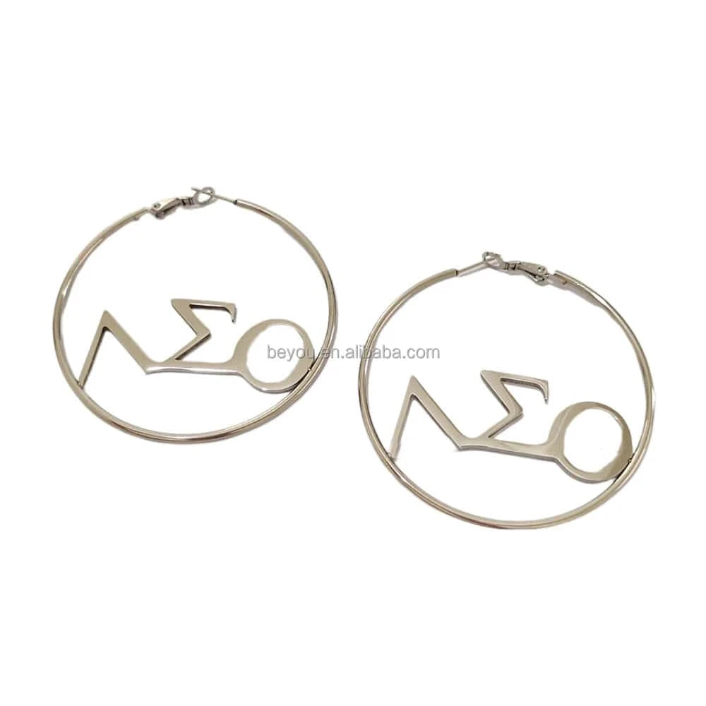 Delta DST Greek Letter with Girl Stainless Steel Charm Drop Dangle Earrings Jewelry