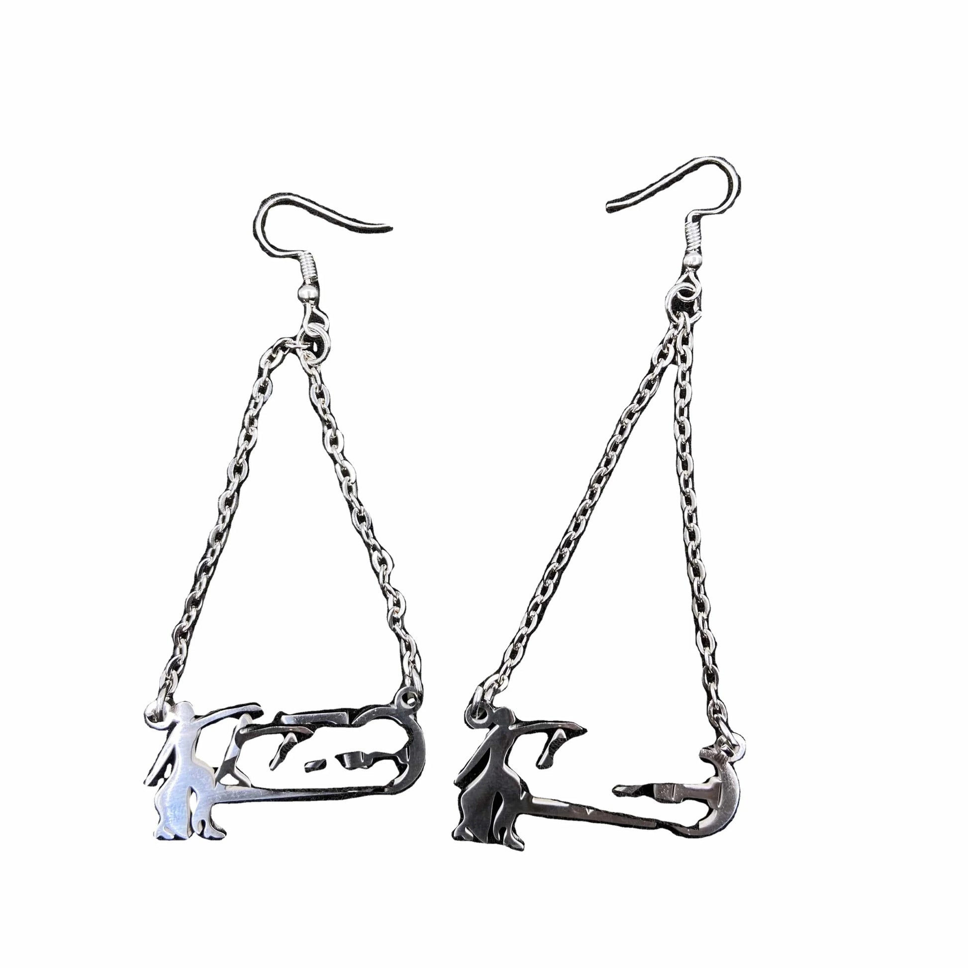 Delta DST Greek Letter with Girl Stainless Steel Charm Drop Dangle Earrings Jewelry