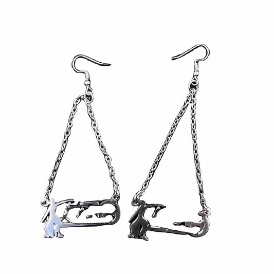 Delta DST Greek Letter with Girl Stainless Steel Charm Drop Dangle Earrings Jewelry