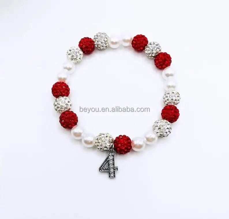 Delta Red White Beaded Custom Elastic Handmade Bracelets DST Rhinestone 1913 Elephant Charm Tassel Bracelet