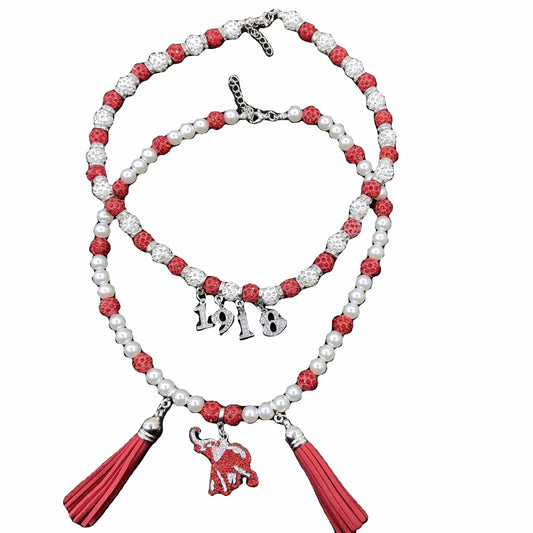 Delta Tassel Number Elephant  Necklace Set Jewelry