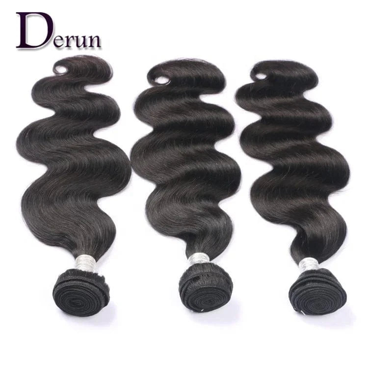 Derunhair fast delivery cuticle aligened raw mink hair BW bundles 10a grade brazil body wave in stock ,hair weft wholesale price