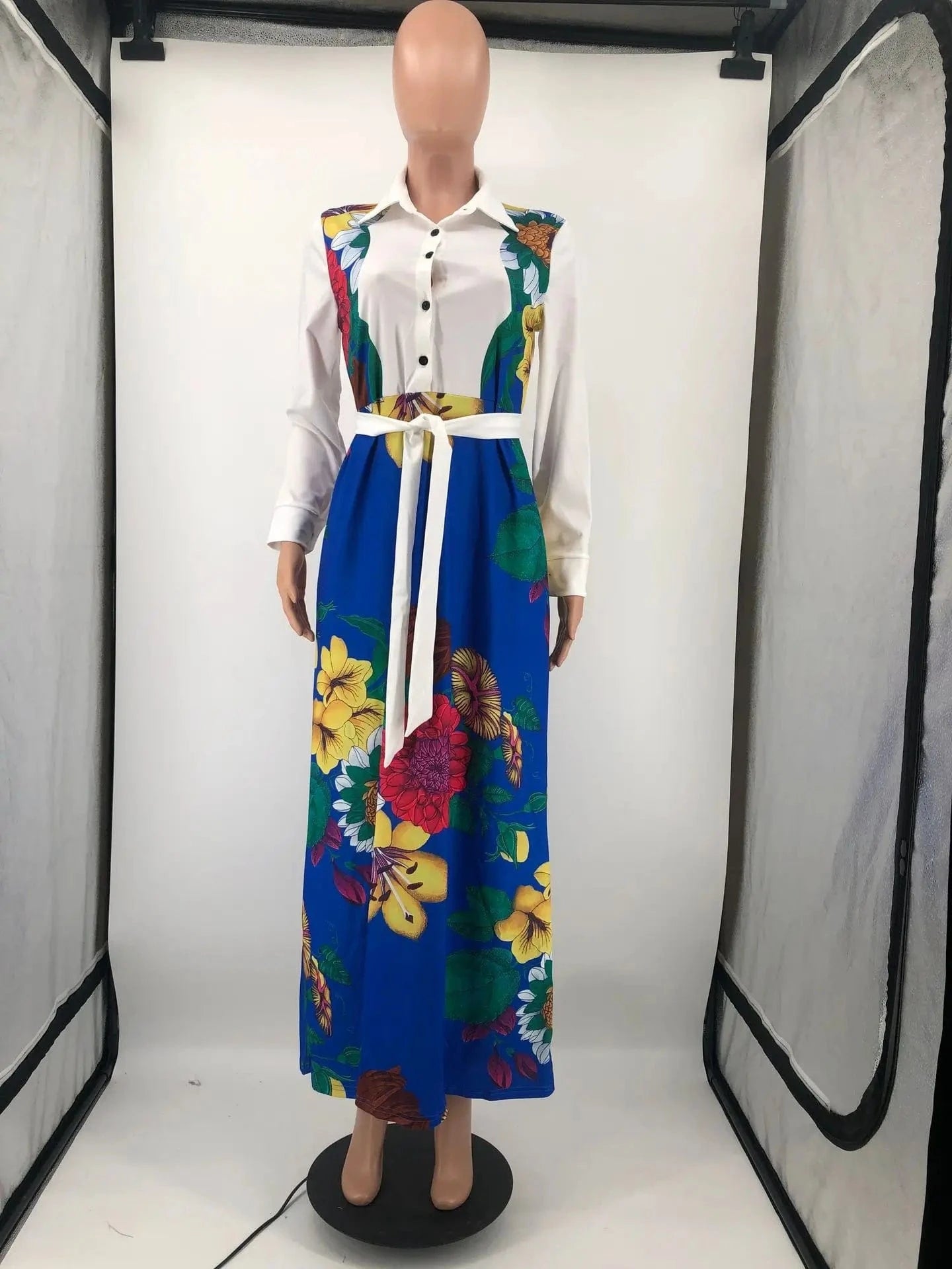 Design Dress Lady Sehe Fashion 10802-MX88 Flower Printed Maxi African Style Bow Casual Dresses Digital Printing Floral Print
