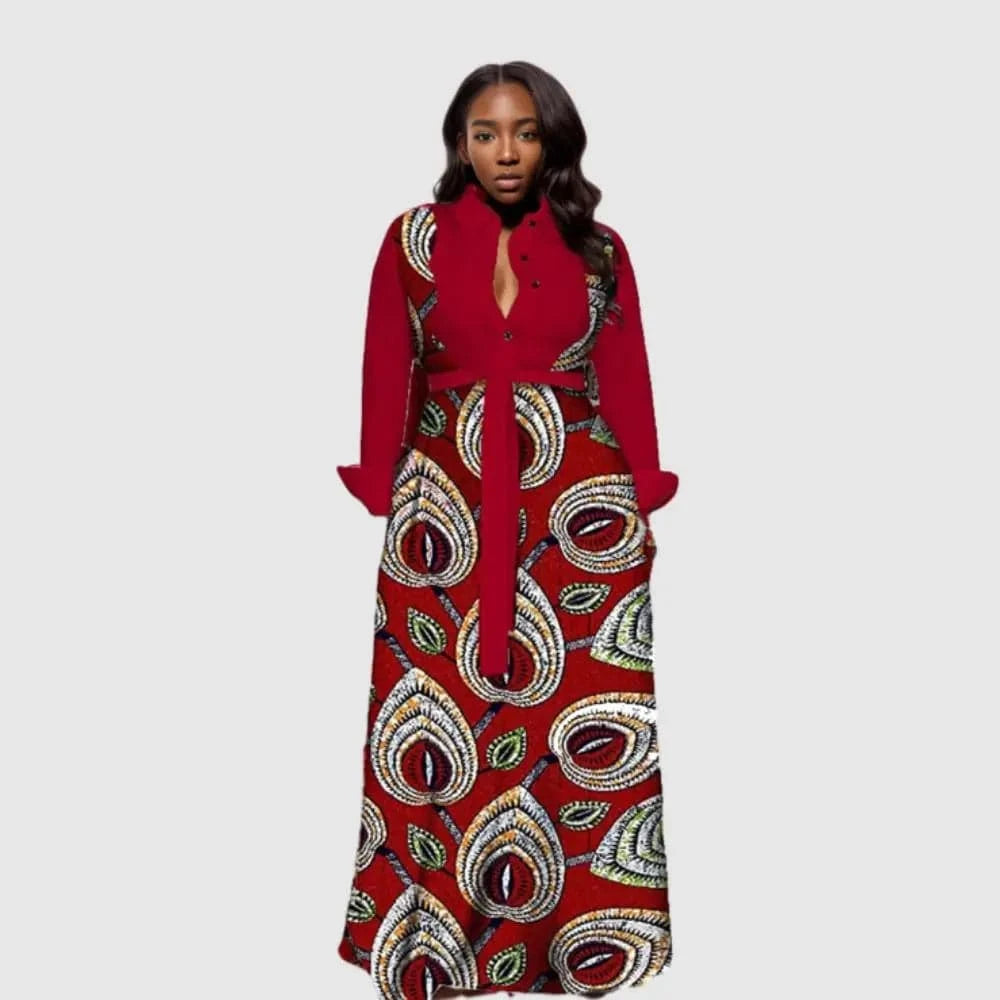 Design Dress Lady Sehe Fashion 10802-MX88 Flower Printed Maxi African Style Bow Casual Dresses Digital Printing Floral Print