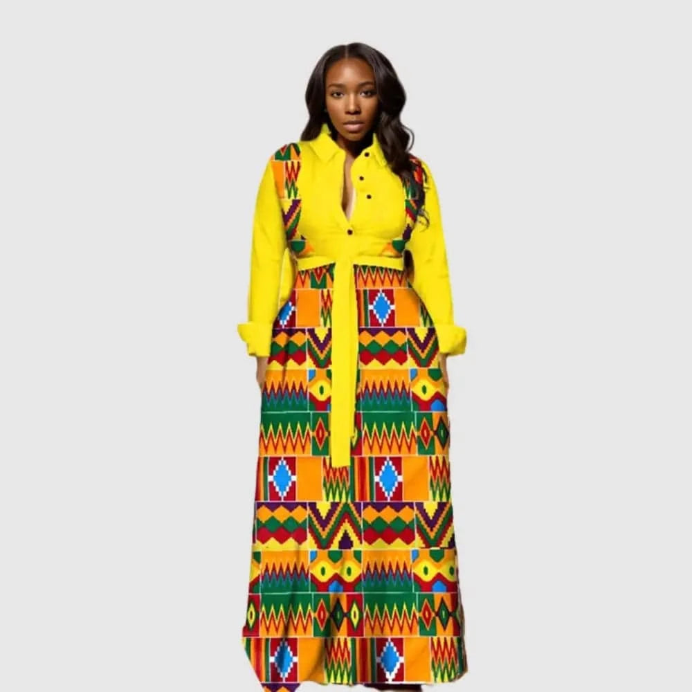 Design Dress Lady Sehe Fashion 10802-MX88 Flower Printed Maxi African Style Bow Casual Dresses Digital Printing Floral Print